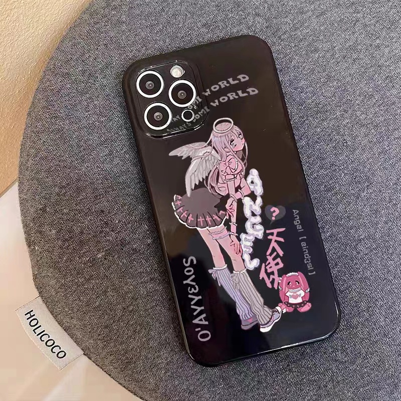 IPHONE Ins Pola Gadis Cantik Cocok Untuk Iphone14 14pro 14plus 13 13pro 13prm iPhone12 7Plus 8Plus Xr XS 13 Pro Max Empat Sudut Casing Ponsel Tahan Guncangan