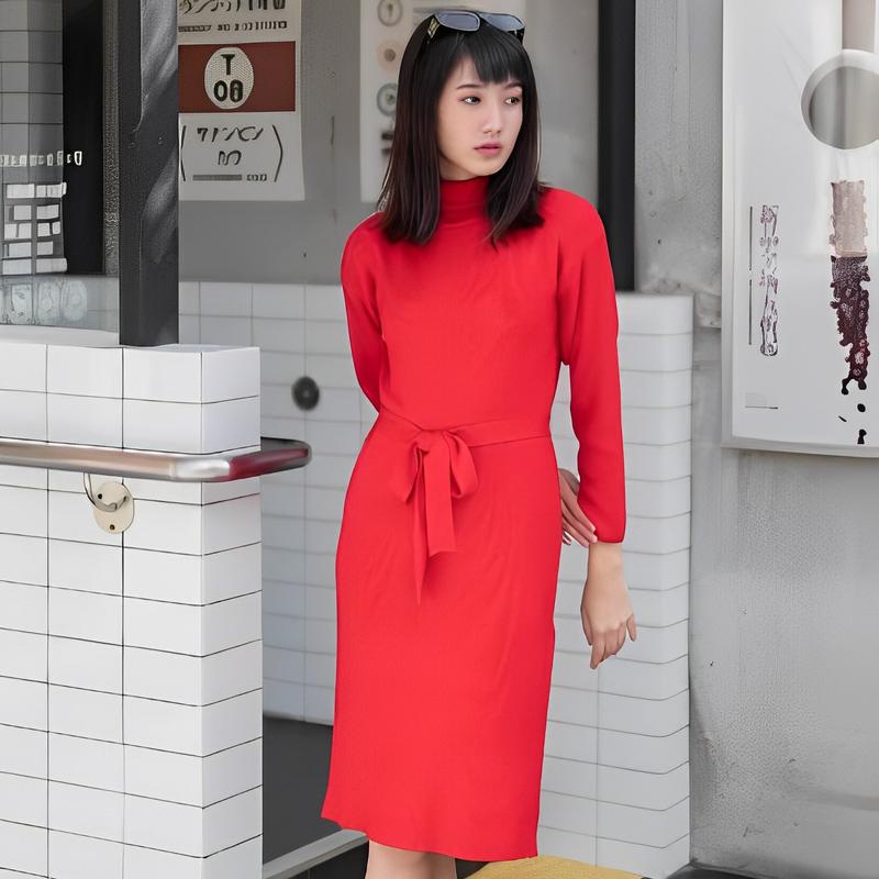 ilook | Coat Dress Midi | Dress Korea Kekinian | Dress Korean style