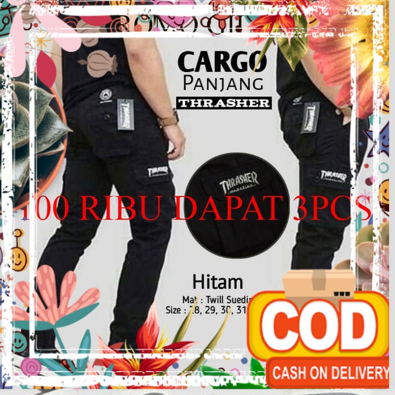 PAKET HEMAT 100 RIBUAN DAPAT 3PCS Celana Cargo Panjang Pria Trasher Celana Gunung Keren PINGGANG KAR