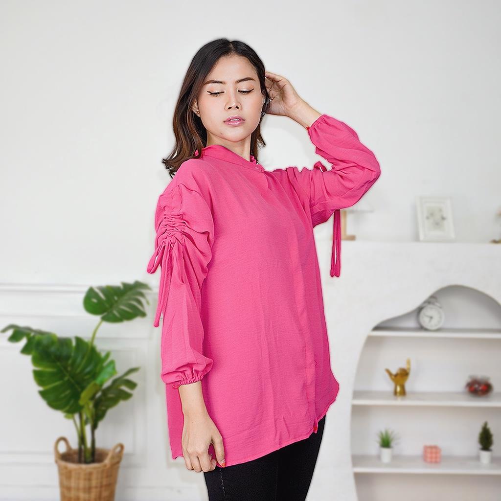 OTS 1.124 - Gravi Blouse Crinckle Airflow Pakaian Atasan Lengan Panjang Serut Wanita