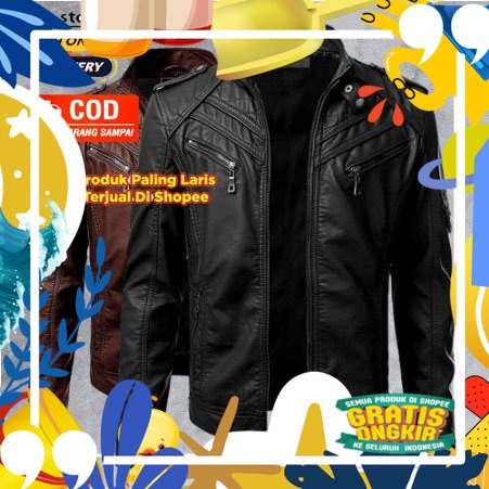 Jaket Kulit Domba Asli Pria Original 100% ARL 033 Silverstone RFLA Ariel Noah 90/ merah putih biru p