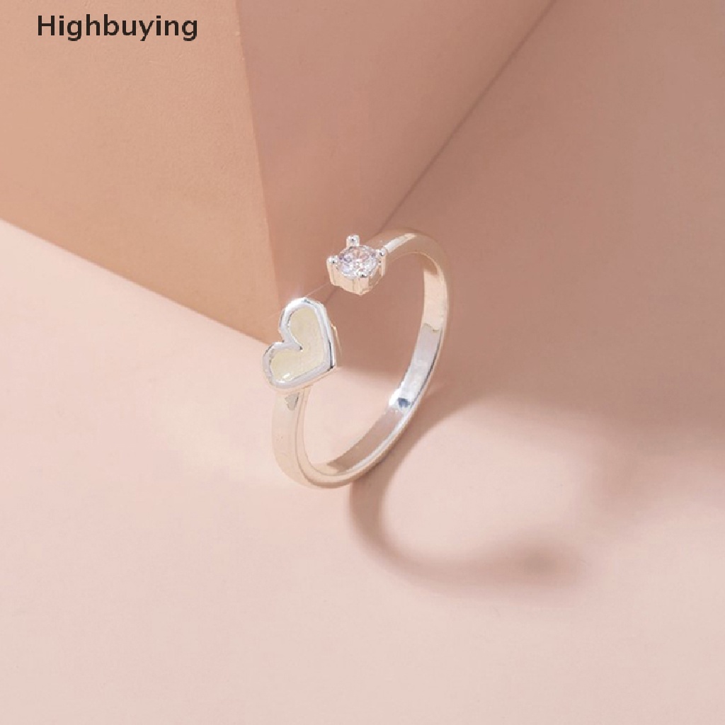 Hbid Cincin Cinta Hati Bercahaya Menyala Dalam Gelap Fashion Adjustable Pasangan Rings Warna Perak Pink Biru Cahaya Perhiasan Hadiah Untuk Kekasih Glory