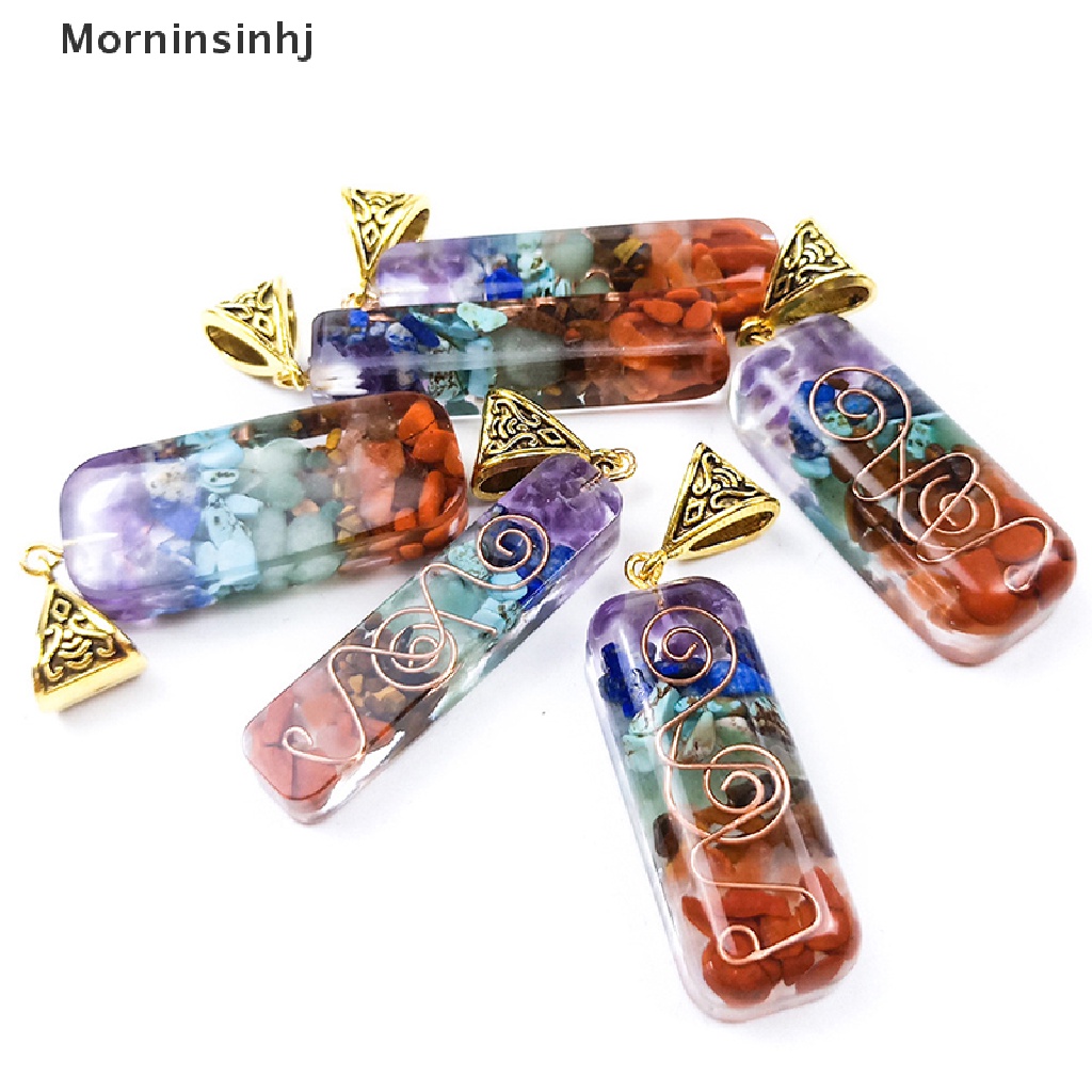 Mornin Kalung Liontin Warna aura Pria Dan Wanita natural 7 chakras Orgones Jimat id