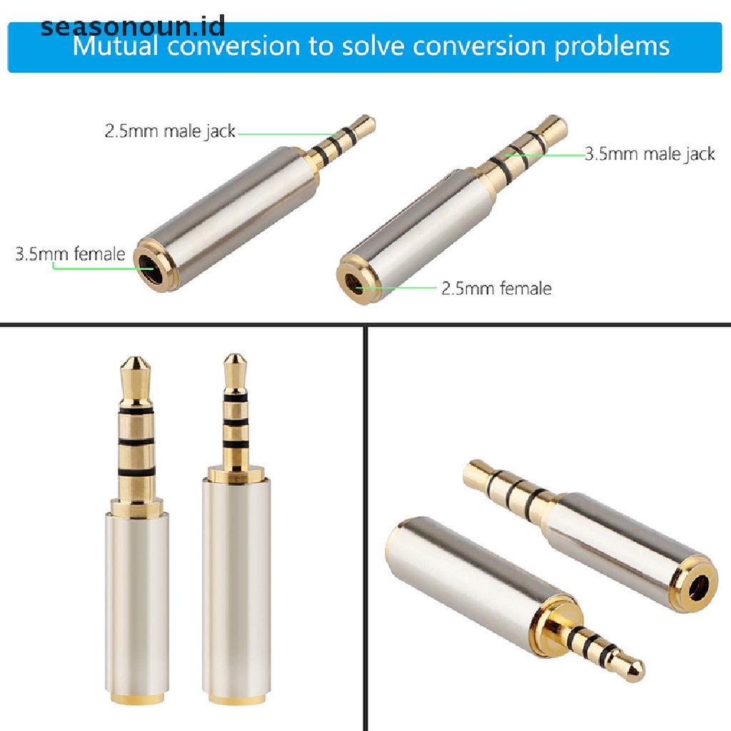 Seasonoun 2pcs/Pack 3.5mm Male to 2.5mm Female 2.5mm Male to 3.5mm Female Stereo Audio Adapter Headphone Jack.