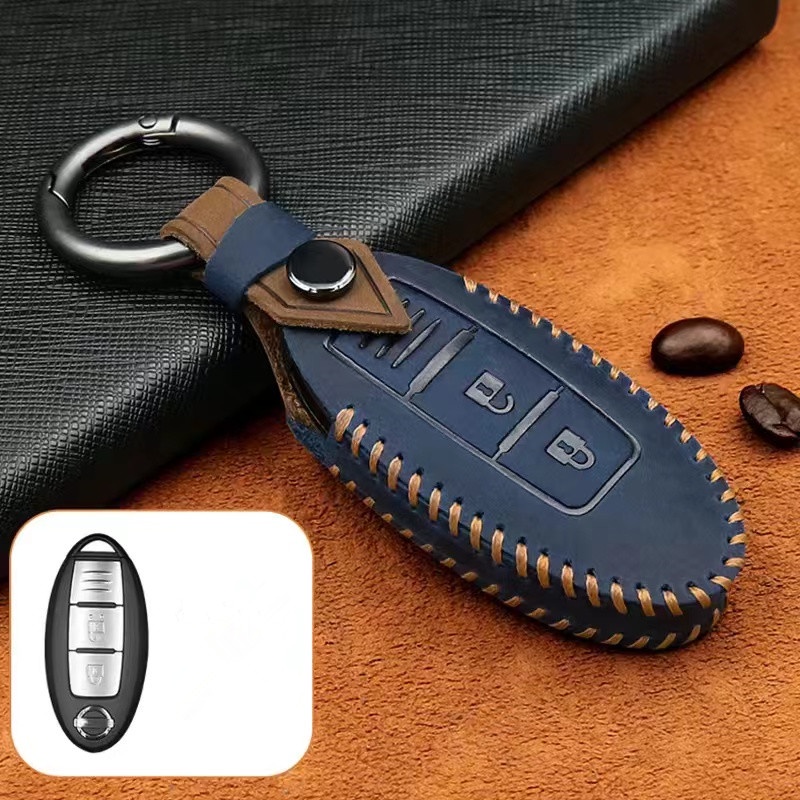 Untuk Nissan X-Trail/X-Gear/Grand Livina Keyless Remote Crazy Horse Leather Case Kunci Mobil