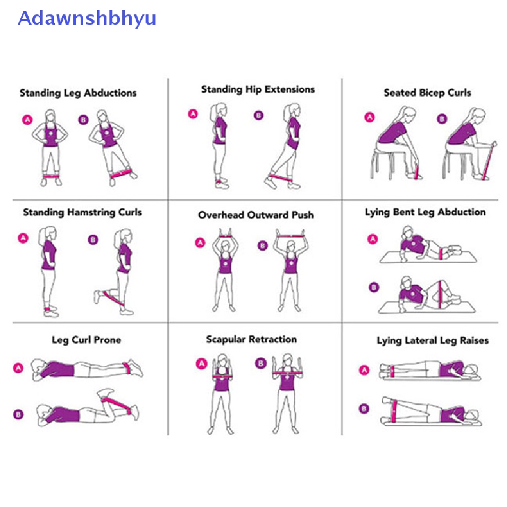 Adhyu Elastic Resistance Loop Band Gym Yoga Latihan Fitness Workout Stretch ID