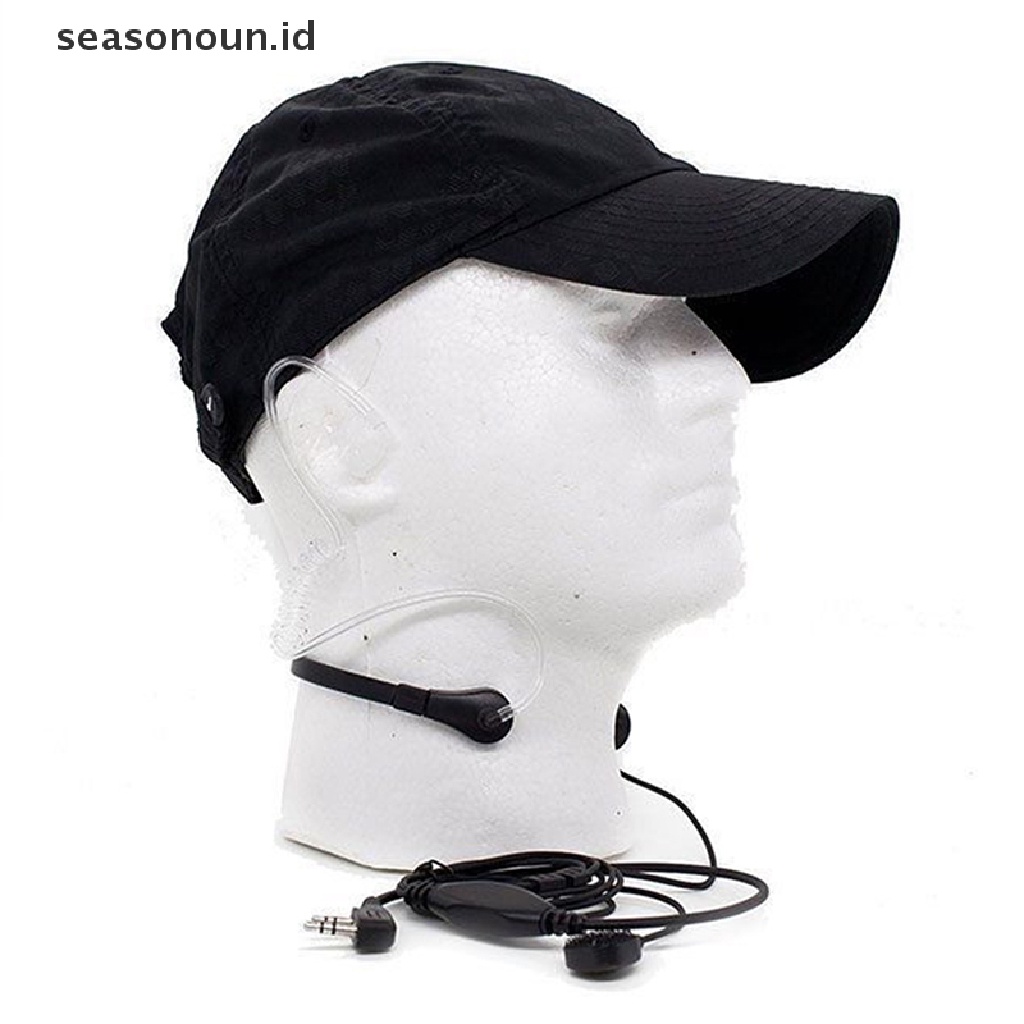 Seasonoun Throat Mic Earpiece Headset Finger PTT Untuk Baofeng UV5R 888s Radio Walkie Talkie.