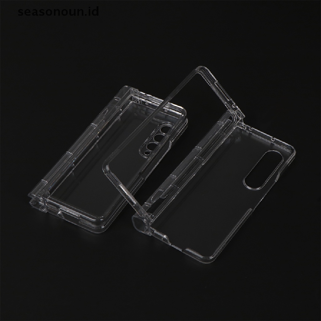 Seasonoun Full Cover Transparan Case Untuk Samsung Galaxy Z Lipat4 3 Phone Cover Dengan S Pen Fold Edition Pelindung Desain Pensil Z Fold4 Pelindung Hp.