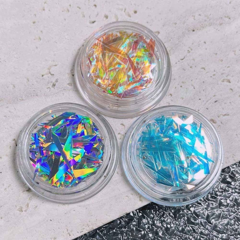 Needway   Dekorasi Nail Art Gaya Jepang Cermin Glitter Decal Transfer Paper Nail Stiker Nail Foil Film