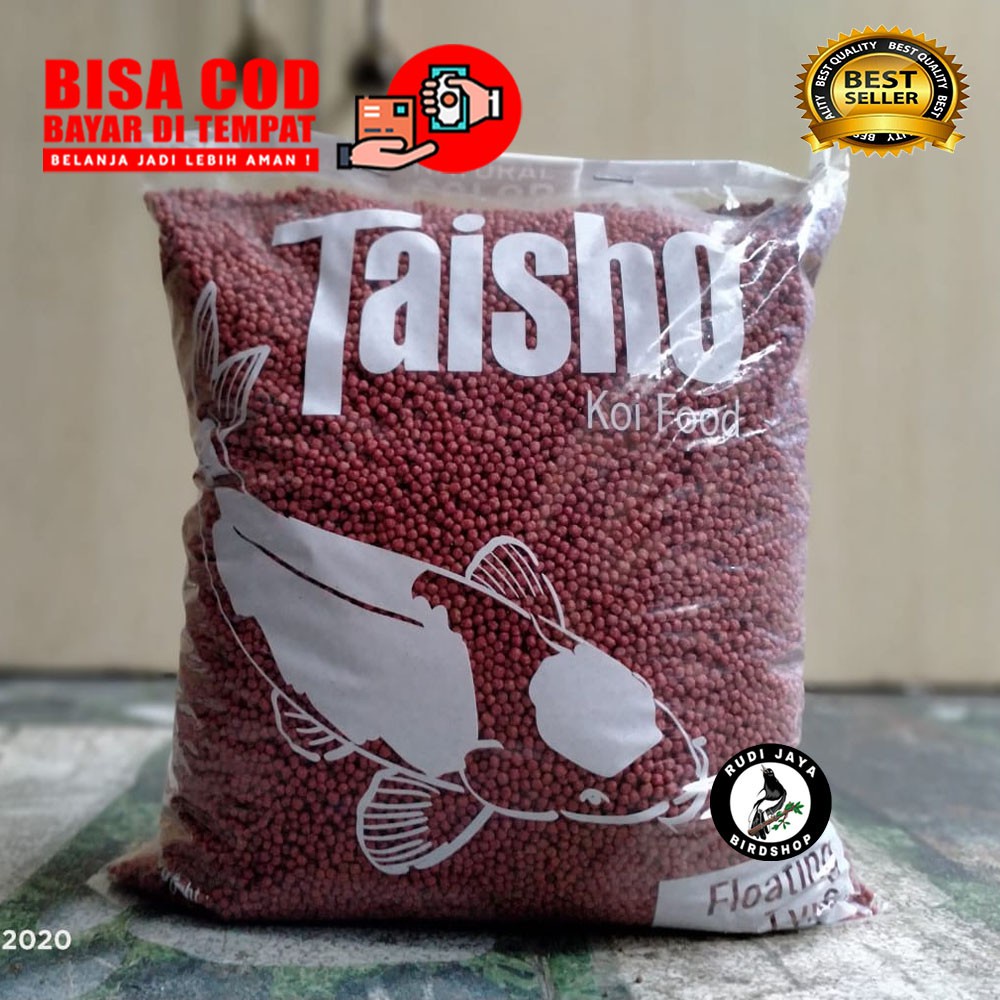 TAISHO RED MERAH 2MM 1KG PELET PAKAN  IKAN KOI  APUNG NUTRISI SEIMBANG VITAMIN MINERAL PAKAN JAYA 99