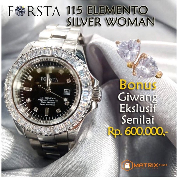 FORSTA JAM TANGAN WANITA FORSTA 115 ELEMENTO WOMAN SILVER ALLOY MAGNET