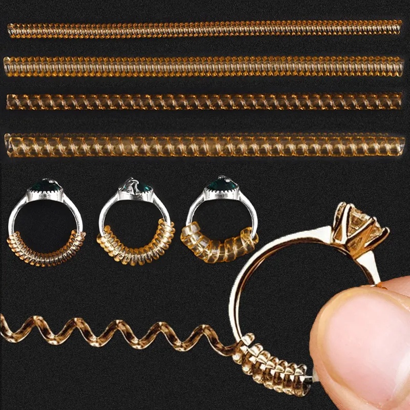 Simple Gold Jewellery Ring Adjuster Spring Cord 4gaya Ukuran Cincin Pengatur Spiral Penutup Pelindung Tak Terlihat Untuk Perhiasan Terhadap Aus Dan Sobek