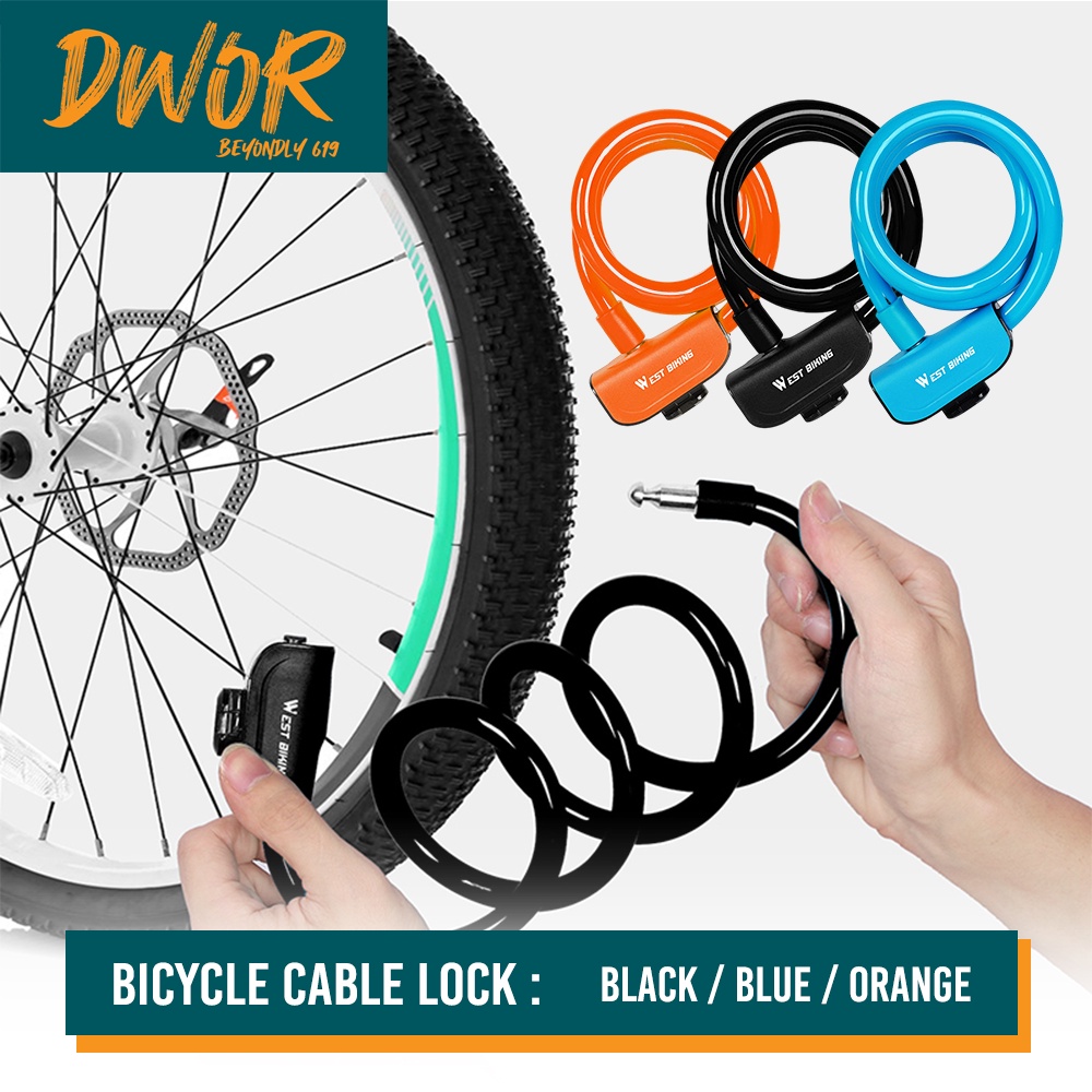 RKS515 Kunci Gembok Sepeda-Bike Bicycle Lock Ring 110CM Portable Cable Lock 3 Colors