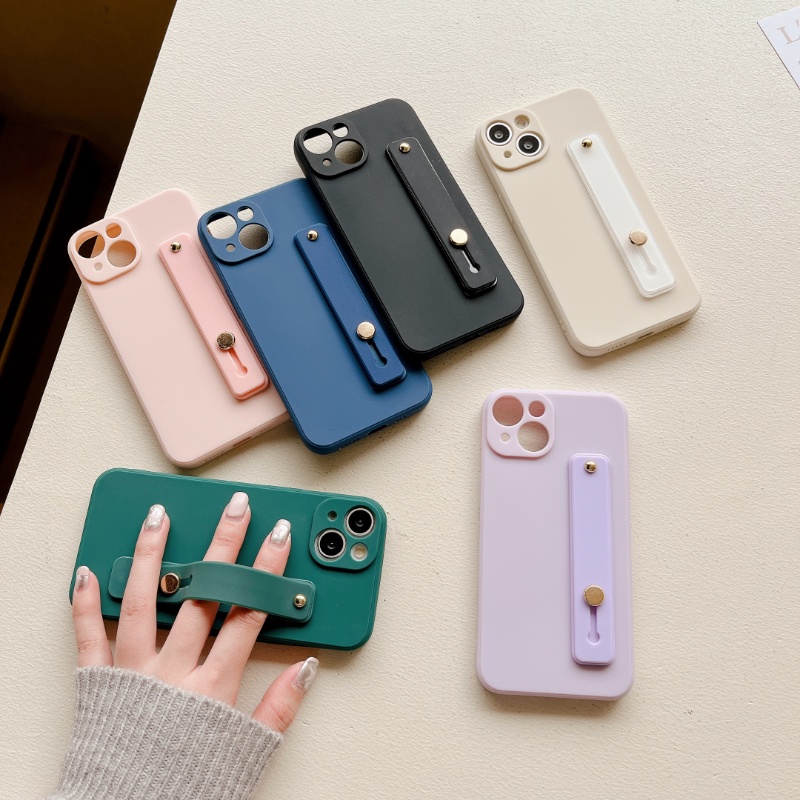 IPHONE Casing Ponsel Lembut Bahan Silikon Dengan Bracket Untuk Iphone14 13 12 11 Pro X XS Max7 8 14 Plus XR Perlindungan Lensa Frosted Anti-drop Casing Belakang