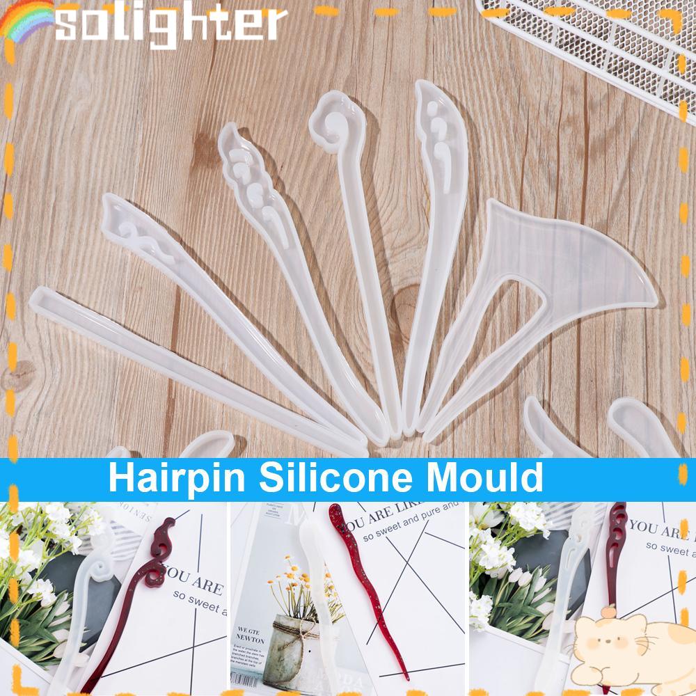 Solighter Cetakan Jepit Rambut Klasik Epoxy Resin Perhiasan Casting Hair Pin Making