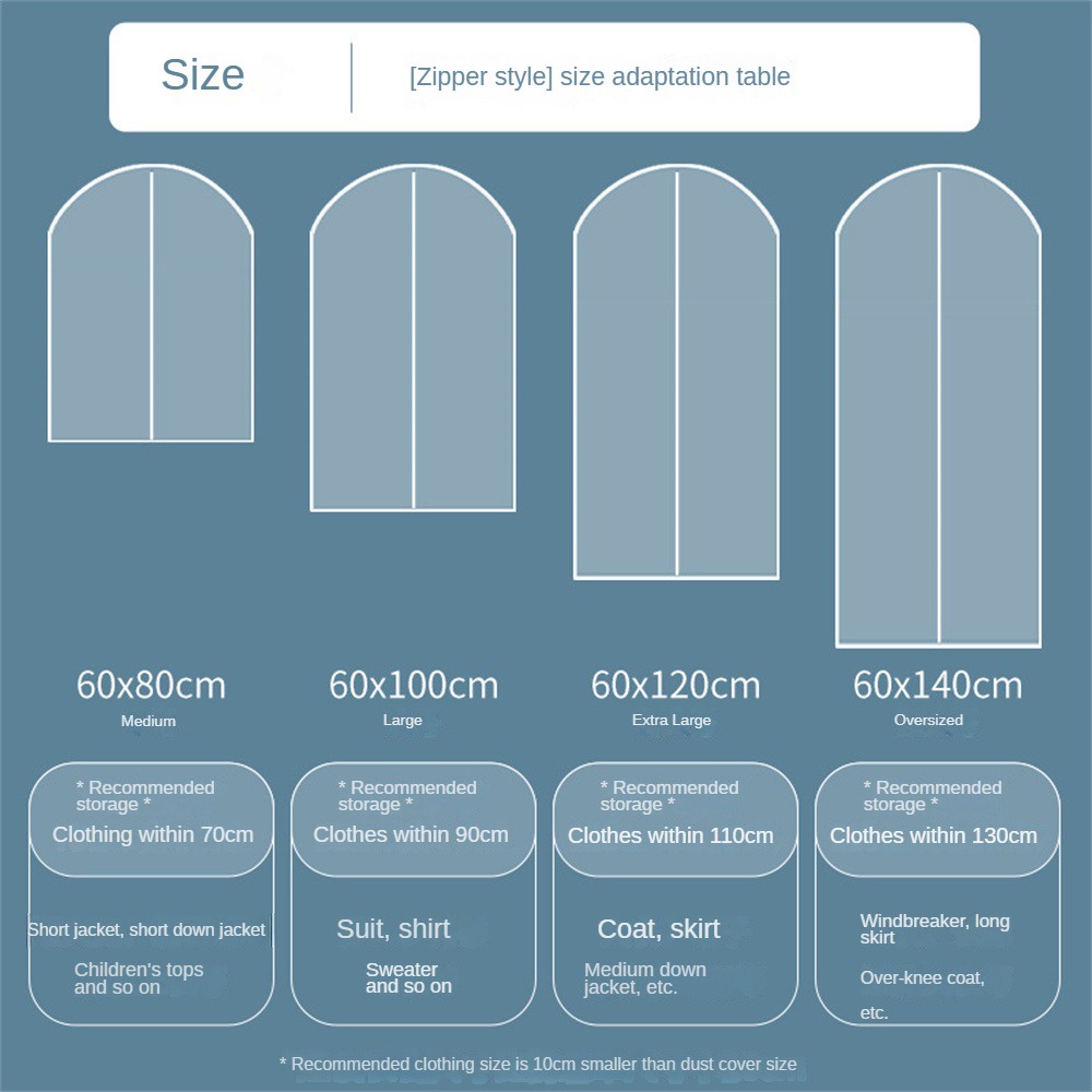 ღ Pakaian Tahan Air Debu Cover Menebal Mantel Menggantung Tas Debu Kelembaban Bukti Perlindungan Kantong Rumah Penyimpanan Tas Kantong Pakaian Organizer