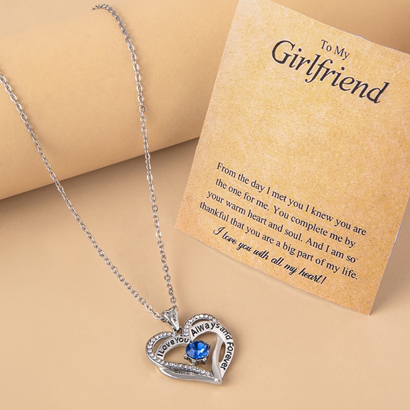 Fashion Perhiasan Kalung Stainless Steel Dengan Liontin Batu Permata Safir Amethyst Bentuk Hati Untuk Wanita