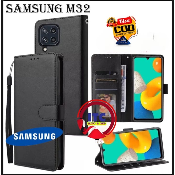 CASE PREMIUM FLIP KULIT DOMPET TYPE HP SAMSUNG M32  /  M22  /  A22 4G DOMPET- FLIP COVER LEATHER-SAR