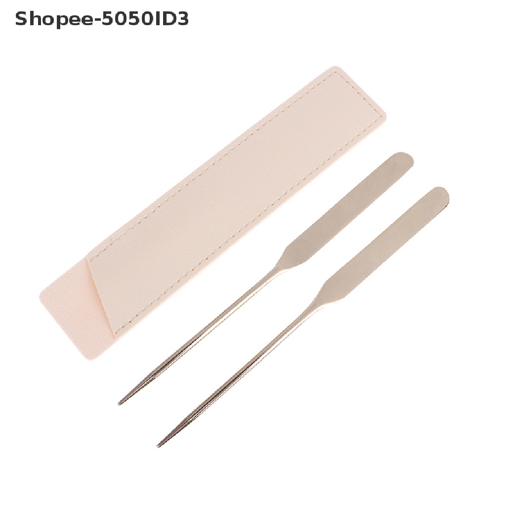 [HOT] 1pcs Stainless Steel Dual Head Makeup Toner Spatula Mixing Stick Foundation [ID]