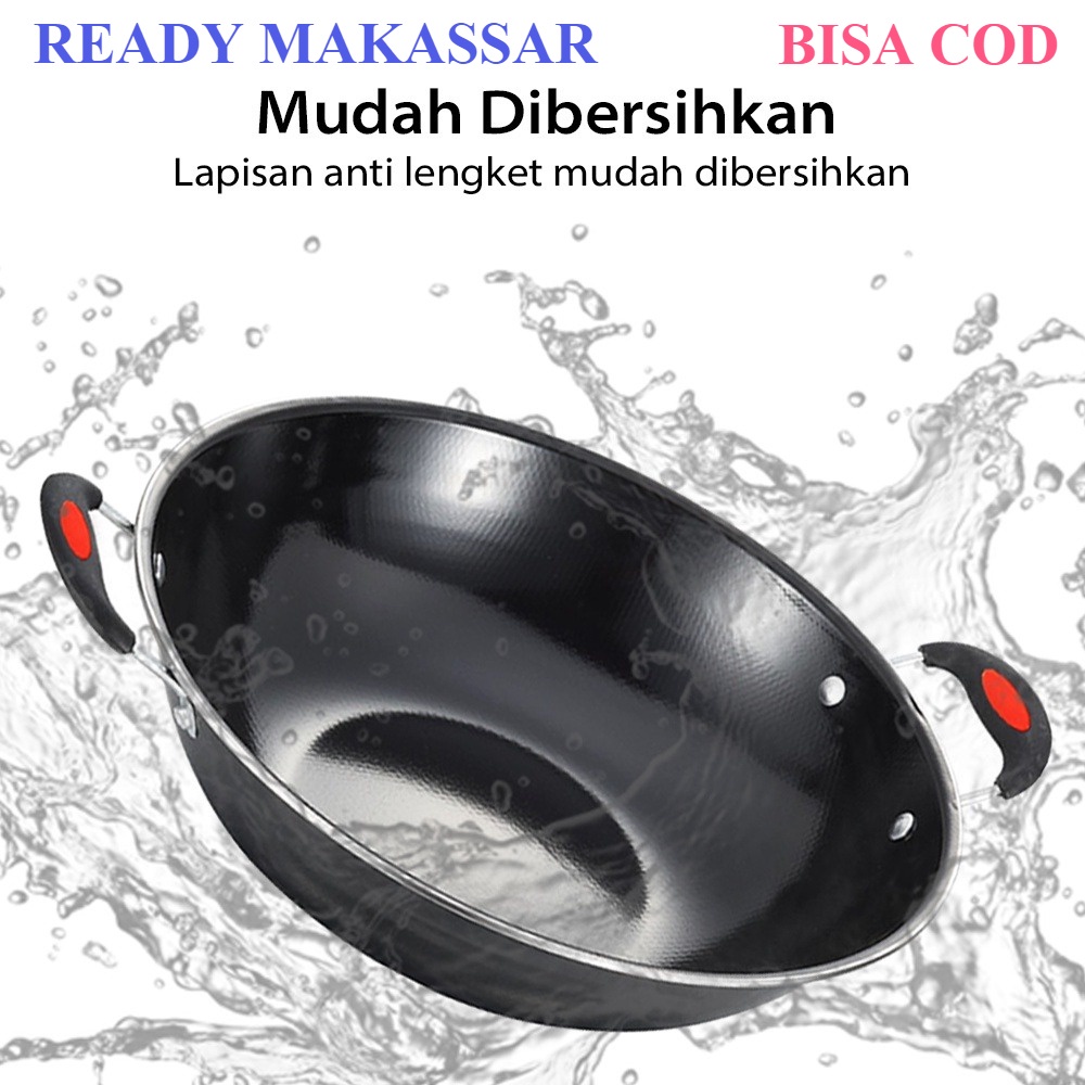 ANTI GORES PENGGORENGAN / WAJAN / KUALI / FRYAING PAN ENAMEL DIAMETER 32 CM