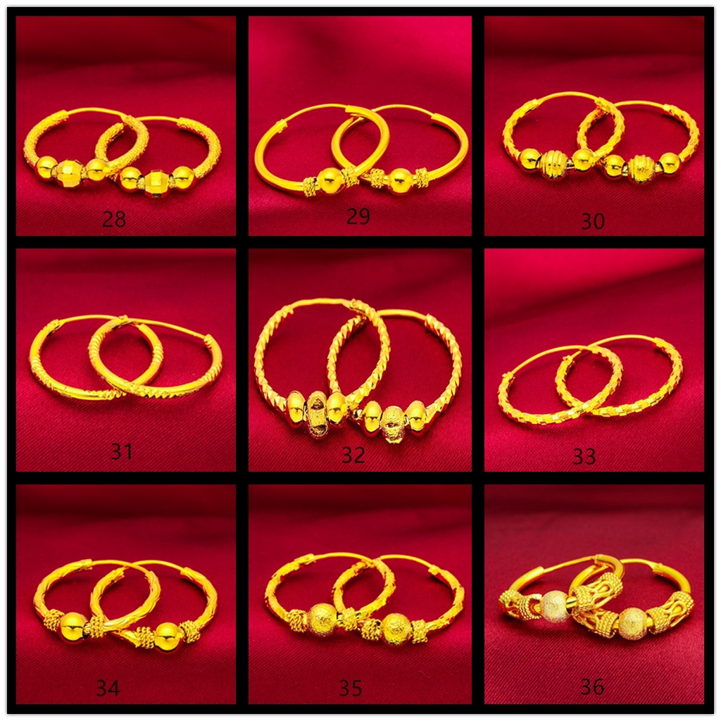 Goldkingdom Aksesoris Perhiasan Fashion Ready Stock Berlapis Emas Anting Sederhana Desain Minimalis Halus Manik-Manik Emas Kecil Anting Phoenix Naga