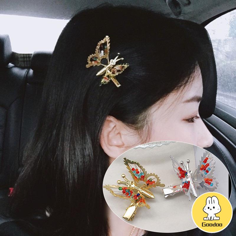 Jepit Rambut Aksesoris Rambut Gaya Kuno Capung Rumbai Langkah Goyang Bergerak Sayap Duckbill Klip Kupu-Kupu -Doo