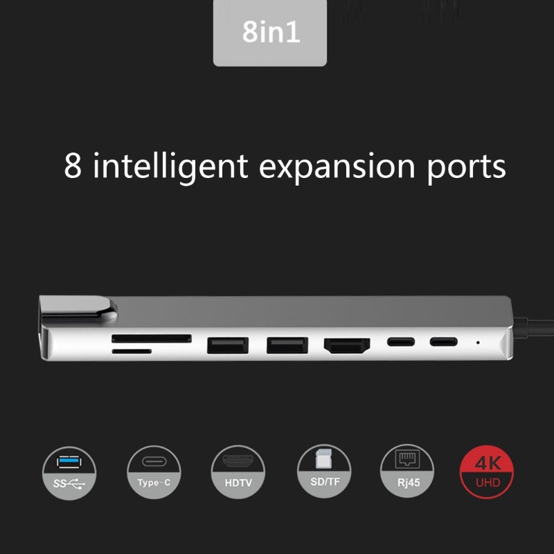 Zzz TypeC Dock USB2 0x2 Adaptor Hub Tipe-C Rj45 100M SD TF Reader