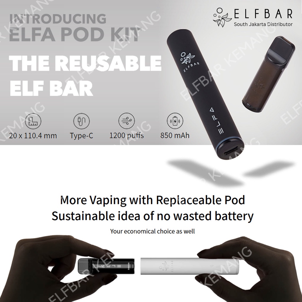 Elfbar Elfa 4ML All Variants (Isi 2 Pod) | Elf Bar Elfa Cartridge Prefilled Pod Device | Reusable Elfbar 2 Pods Elfa Series