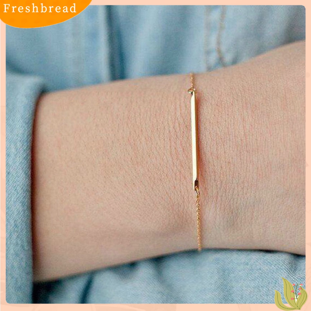 Freshbread| Gelang Simple Fadeless Alloy Slim Bentuk Bar Wanita Bangle Rantai Untuk Pacaran