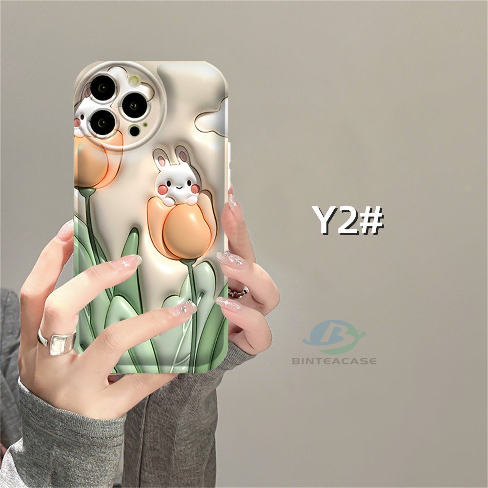 Casing hp Oppo A57 A77S A77 A16 A16S A54S A16K A17 A5S A15 A15S A54 A12 A3S A12E A92 A52 F1S A53 A33 A32 A31 A9 A5 F9 C1 A11K Tulip Rabbit Silicone Airbag Case Binteacase