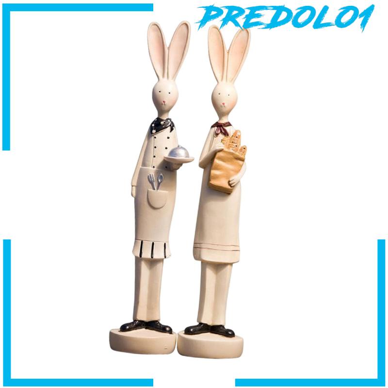 [Predolo1] 2buah Patung Kelinci Handmade Angka Kelinci Art Bunny Figurines