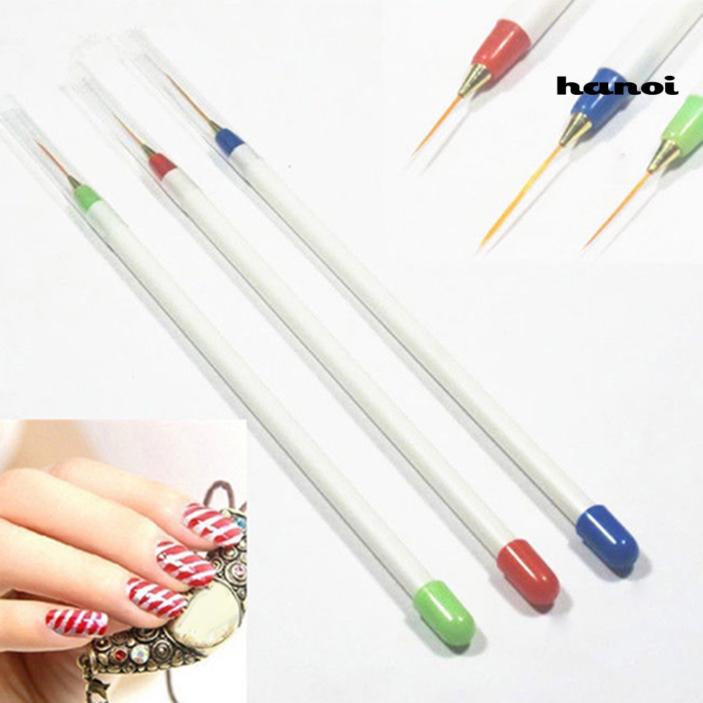 Hi * 3pcs/Set Nail Art Liner Halus Desain Detail Decor Lukisan Menggambar DIY Pen Brush