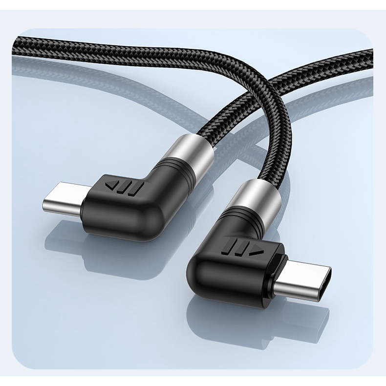 Double Elbow USB-C 5A PD Kabel Pengisian Super Cepat TypeC Ke Type C/iPhone 100W 30W 0.5m 1m 2m 3m Untuk iPhone Samsung