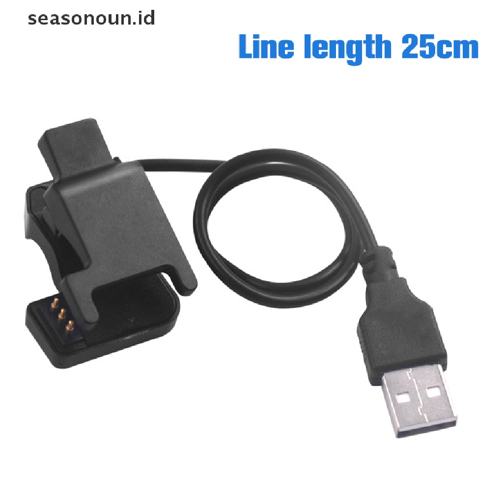 Seasonoun New Black Smart Watch Universal USB Charging Cable 3pin Charger Klip Power Adaptor Charger Portable Wristband USB Kabel Pengisian Cepat.