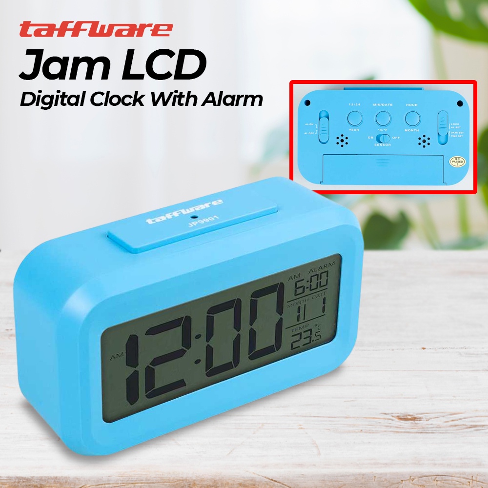 Taffware Fanju Jam LCD Digital Clock with Alarm Biru JP9901