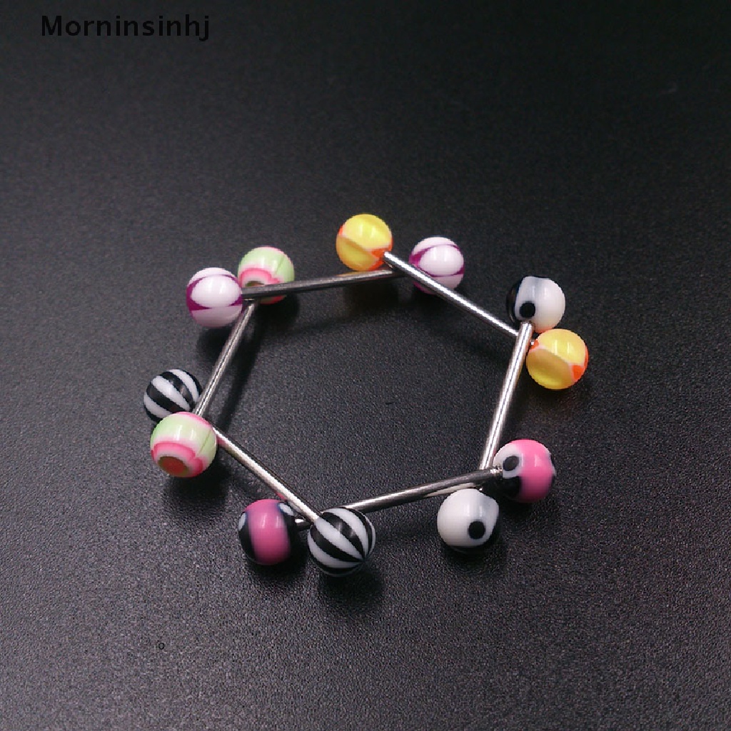 Mornin10/30/50campur Akrilik 316L Lidah Nipple Bar Cincin Barbel Perhiasan Tubuh id