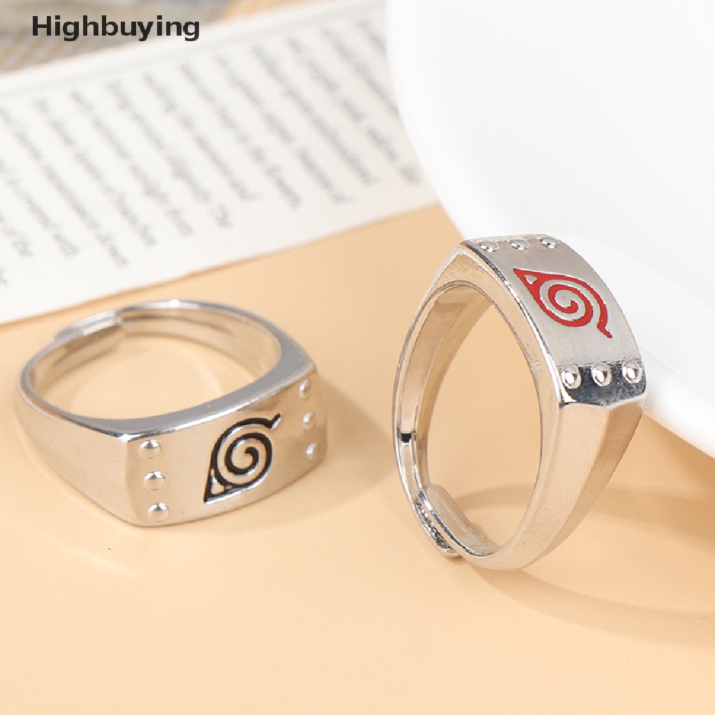 Hbid Daun Cincin Konoha Uzumaki Simbal Logo Tanda Sasuke Itachi Ninja Fashion Logam Anime Perhiasan Cosplay Naruto Cincin Terbuka Adjustable Ring Glory