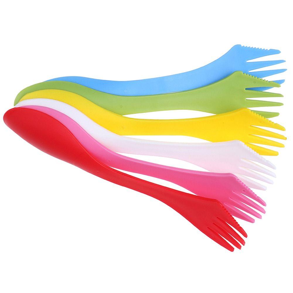 Sendok Plastik Agustina Multi Tool Piknik Tools Camp Fruit Fork Sendok Garpu Sup Utensil Western Food Spoon Outdoor Tableware Perlindungan Lingkungan Pembuka Botol Garpu