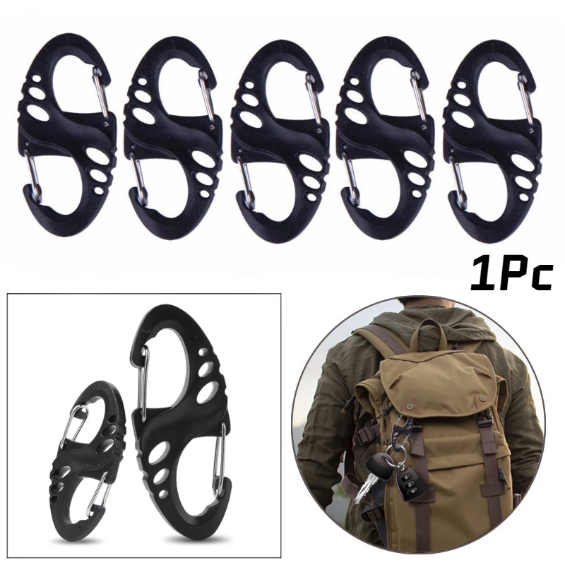 Bentuk S Snap Klip Gear Gesper Outdoor Camping Springs Ransel Gesper Mini Gantungan Kunci Kait Ransel Cincin Sambung Menyesuaikan Gesper Gunung Gesper Carabiner Plastik