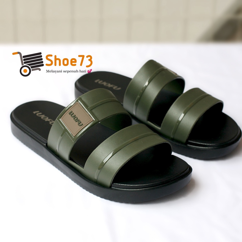 LUOFU E 6208 - SH6W SIZE 40-44 ORIGINAL l Sandal Selop ban 2 jelly pria l Sendal kokop cowok impor