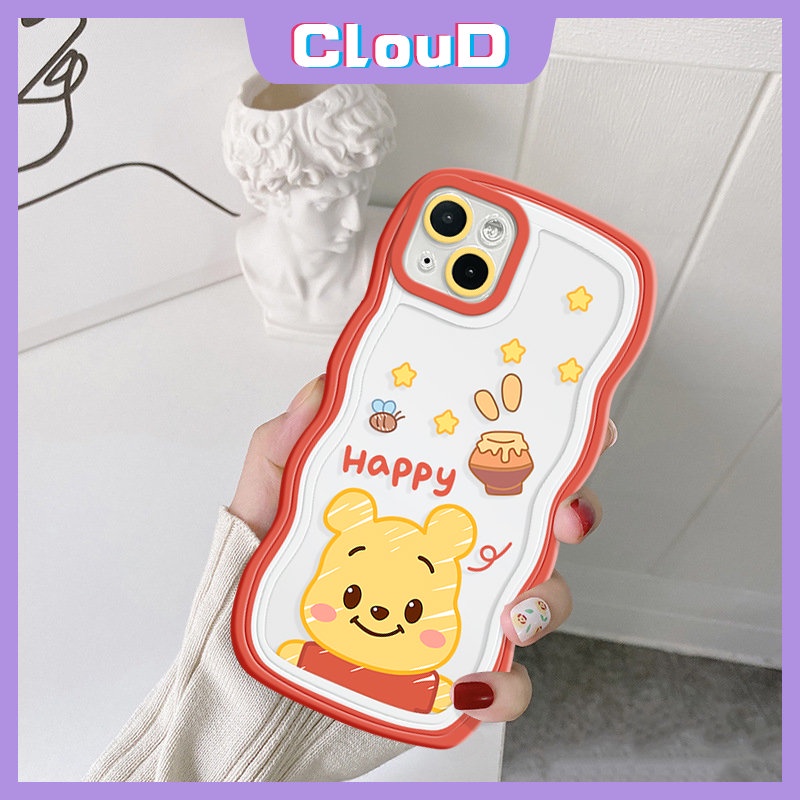 Casing Winnie The Pooh Lucu Infinix Hot 10 11s 20s 10s 9 12i 10Lite 20 8 12 Pro Smart 4 5 6 Plus Note12 12Pro 10Pro Hot 11 10 9 12 Main Kartun Beruang Strawberry Wavy Edge Soft Case