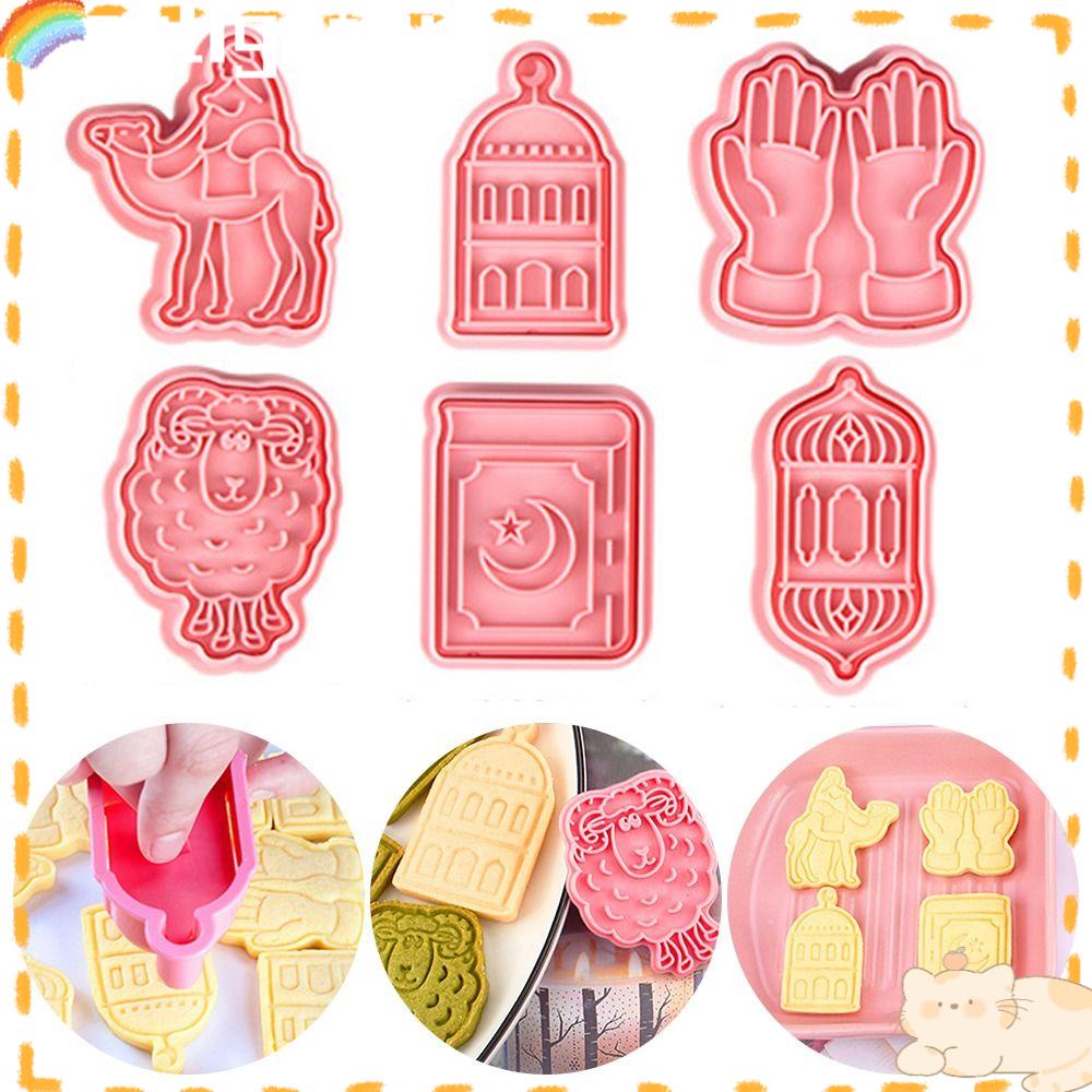 Solighter 6pcs/set Alat Kue Eid Mubarak Cetakan Kue Islam Muslim Festival Cookie Cutter