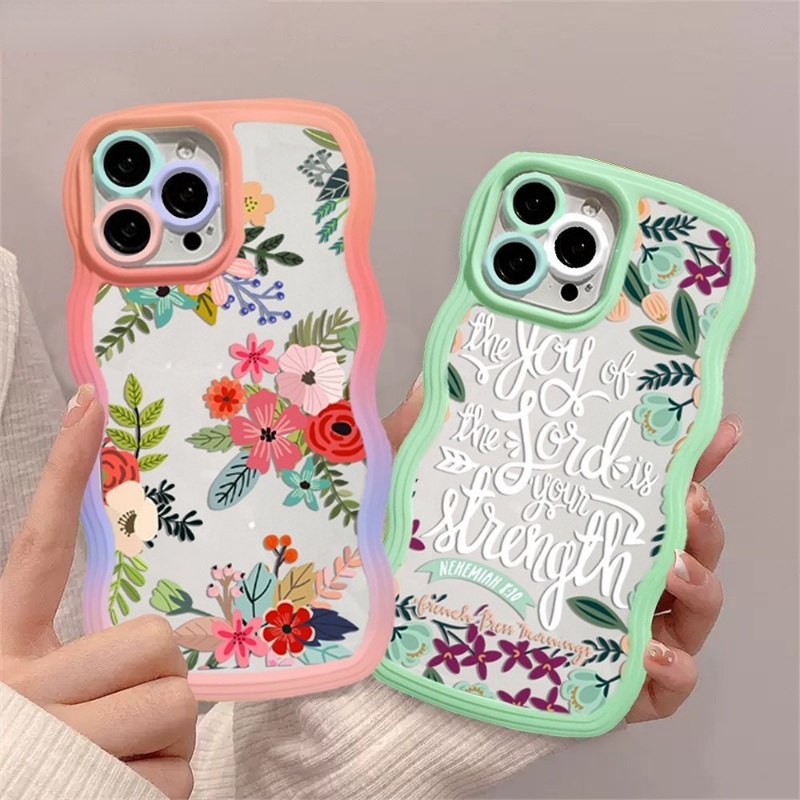 Case OPPO A17 A57 2022 A77S A15 A16 A16K A54 A12 A5S A7 A94 A93 A3S A11k A53 A31 A52 A92 A37 F9 A1K A76 A36 5F A9 2020 Fasion Bunga Segar Kecil Tanaman Kreatif Halus Cover