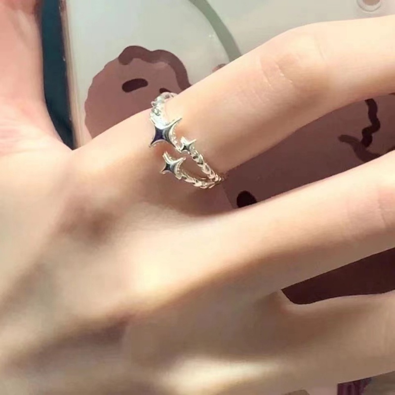 Cincin Bintang Perempuan Niche Desain Asli Cincin Terbuka Yang Dapat Disesuaikan Hadiah Ulang Tahun Perhiasan Hati Manis