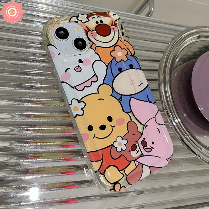 Untuk Redmi 12C 9 10C 10 A1 9T 10A 9A 9C NFC Redmi Note11 8 10s 9 10 11s POCO F4 Kartun Disney Lucu Winnie the Pooh Manyo Piglet Tigger Lembut TPU Shockproof Airbag Case