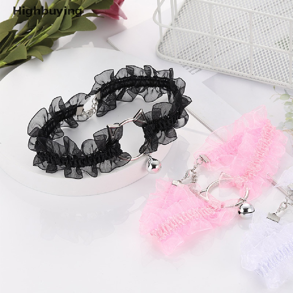 Hbid Choker Lace Adjustable Dengan Bell Manis Lucu Gothic Choker Kalung Kerah Untuk Wanita Gadis Fashion Cosplay Pesta Perhiasan Glory