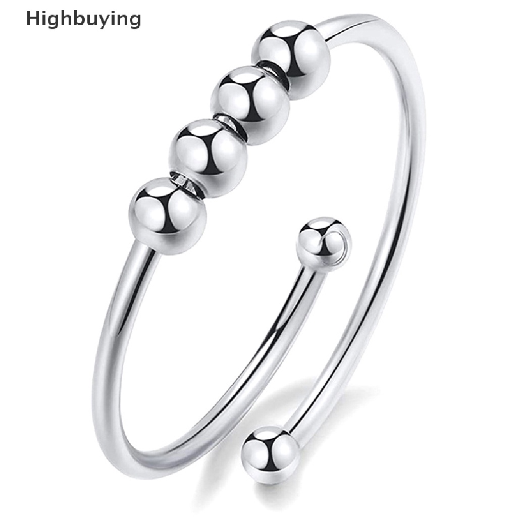 Hbid Stainless Steel Rotate Beads Anxiety Rings Adjustable Stress Relief Fidget Rings Untuk Wanita Pria Fashion Perhiasan Hadiah Glory