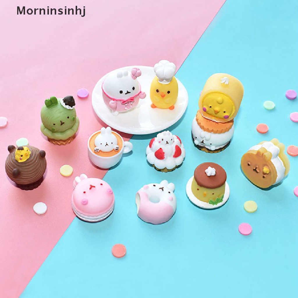 Mornin 10xsimulasi Hiasan Cabochon Resin Dessert Kartun 3D Untuk Scrapbooking id