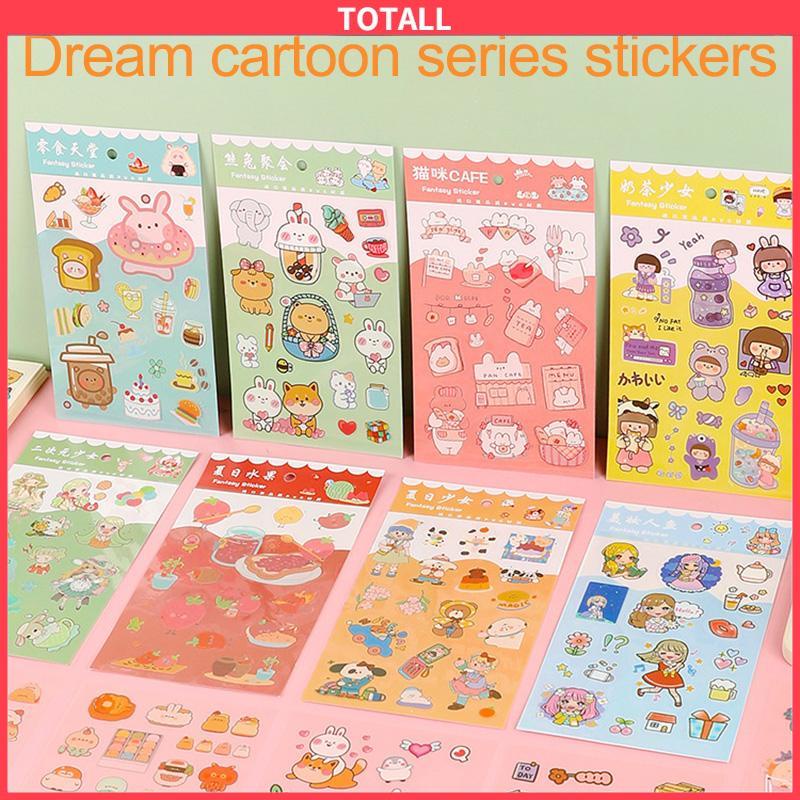 COD 6pc Stiker Cute Cartun Lucu Food Pet Diy Diary Jurnal Palnner Deco Hias-Totall