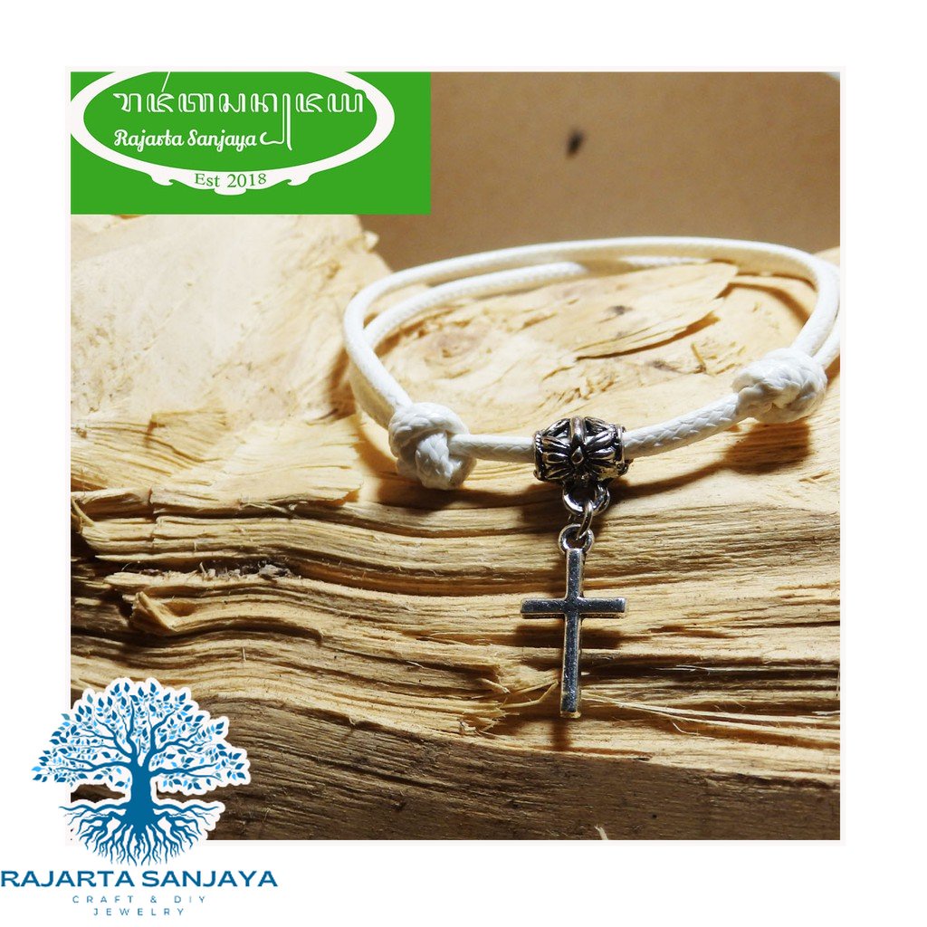 Gelang Handmade Rajarta Tali Waterproof Bandul Salib Kristen Kristus Yesus